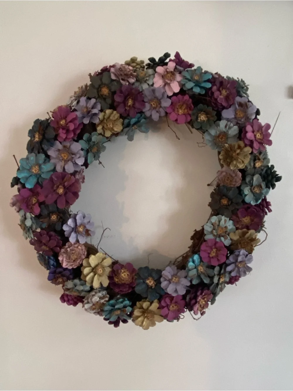 Pastels Floral Pinecone 20” Wreath Handcrafted